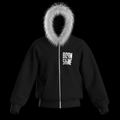 FUR HOODIE BLACK-WHITE