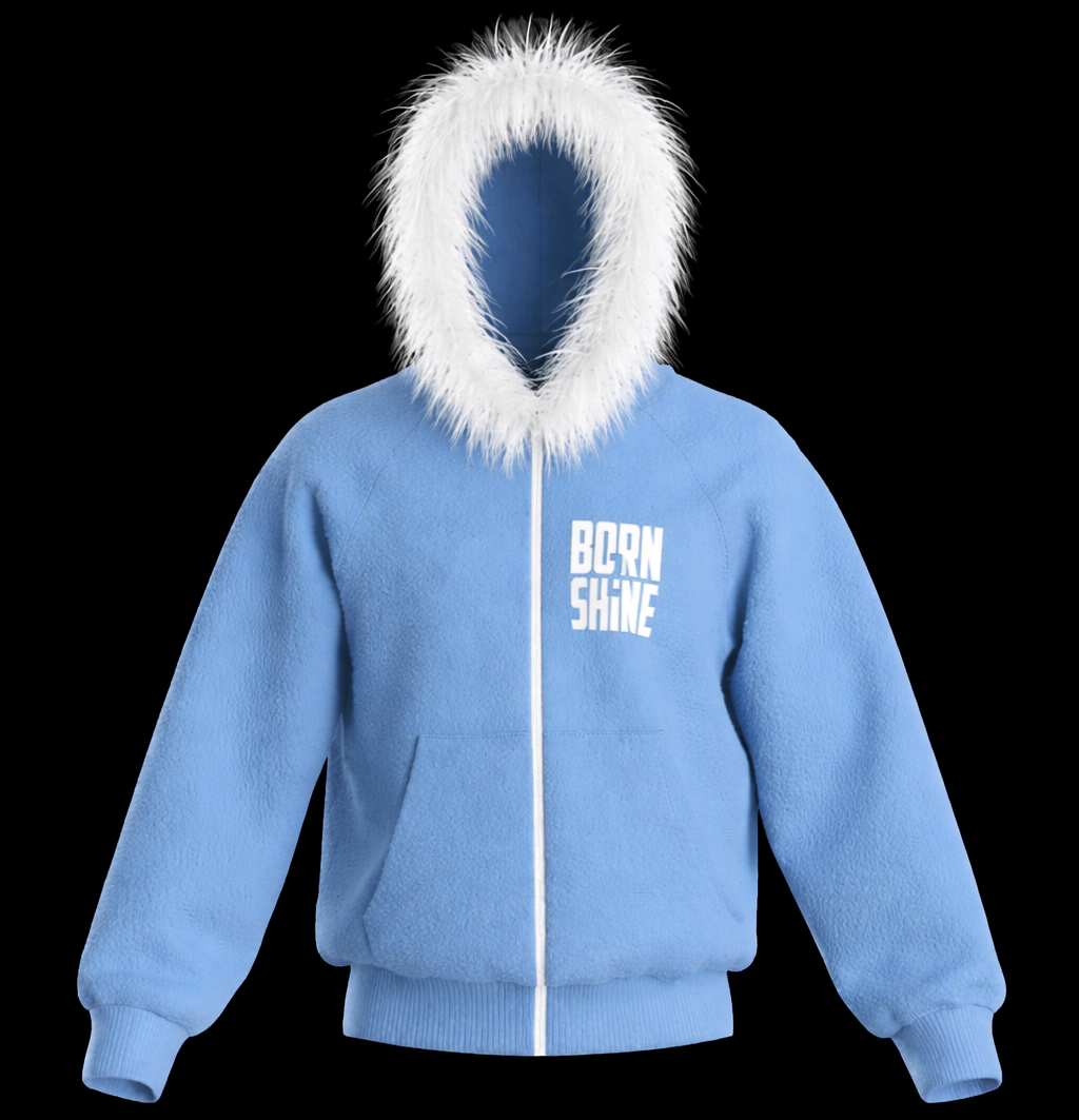 FUR HOODIE LIGHT BLUE