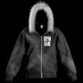 FUR HOODIE DIRTY BLACK
